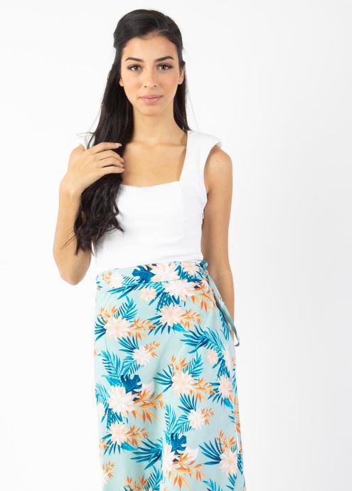 jupe longue portefeuille motif floral zoom
