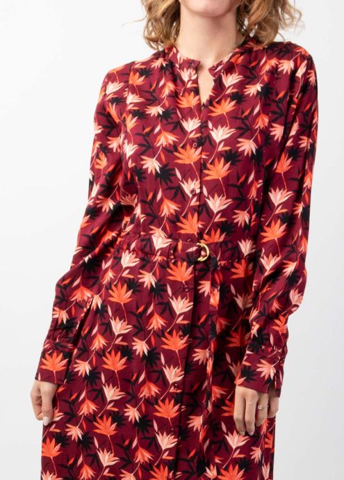 robe longue en twill de viscose manches longues