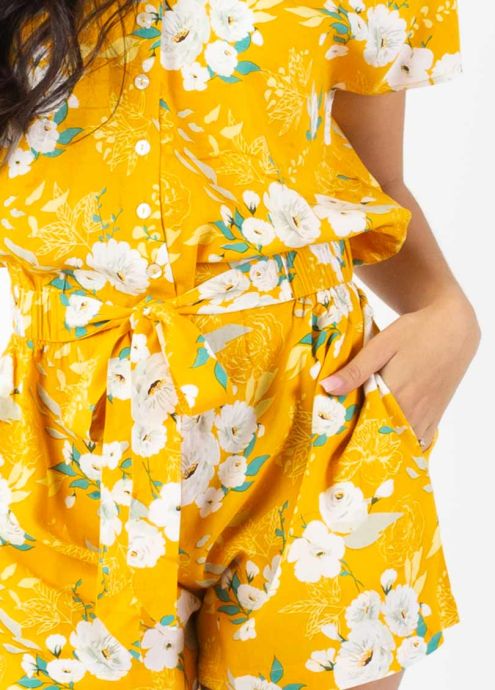 combishort jaune manches courtes zoom