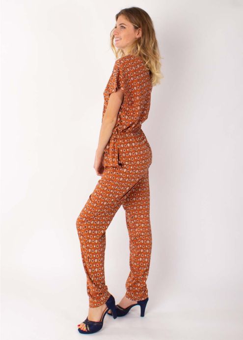 combi-pantalon ethnique casual imprimé camel profil