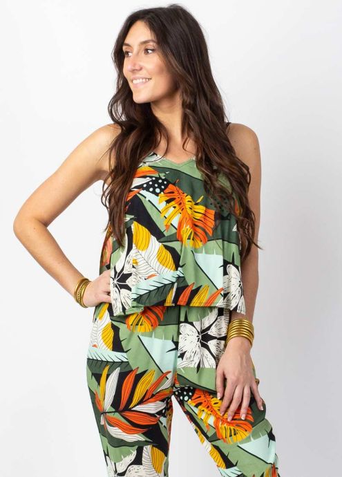 combi pantalon viscose motif ethnique fines bretelles avec poches zoom