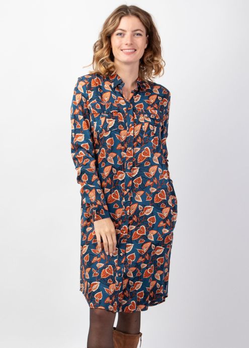 robe chemise midi hiver encolure chemise zoom