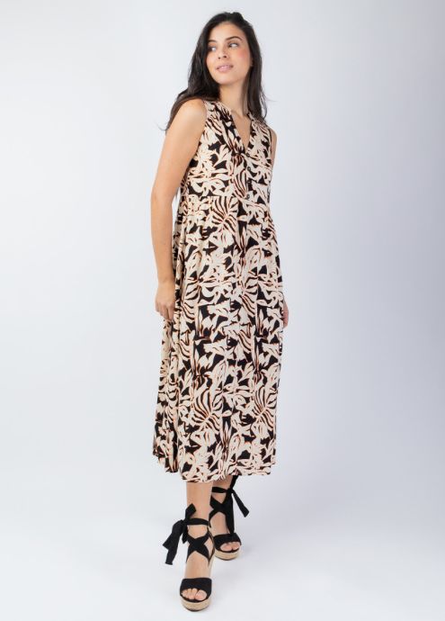 robe longue été coupe droite et ample encolure en v