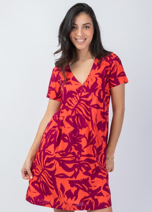 robe courte été manches courtes encolure en v zoom