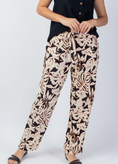 pantalon femme été fluide motif ethnique zoom