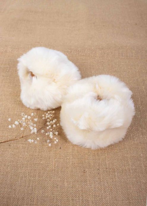 manchettes poignets fausses fourrure beige femme hiver zoom