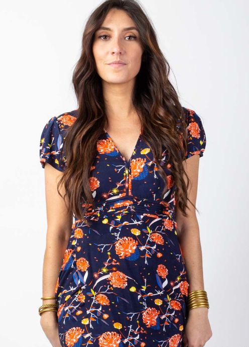 robe longue manches courtes encolure en v zoom