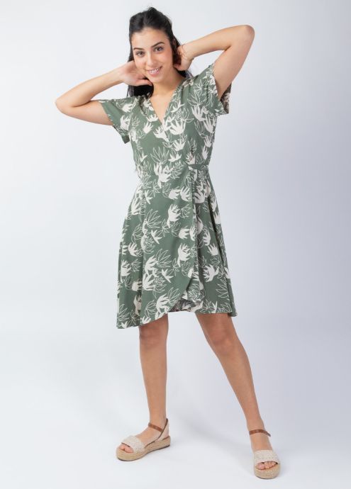 robe courte cache-cœur motif floral