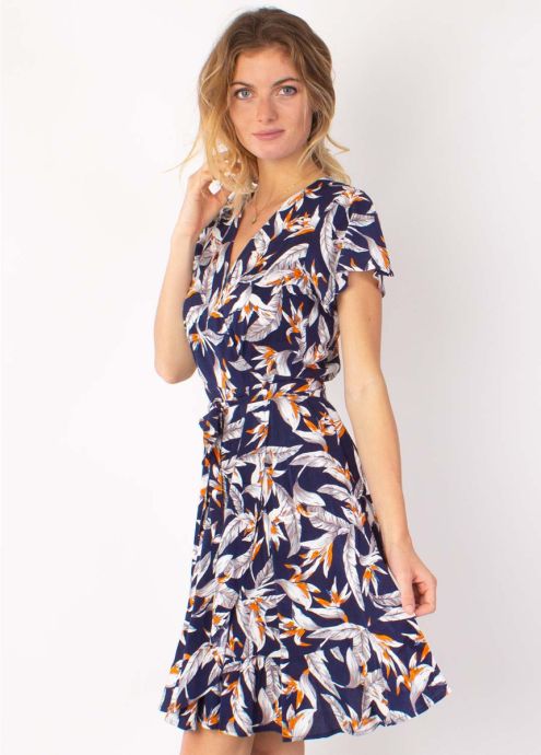 robe courte cache cœur marika 14 marine volantee