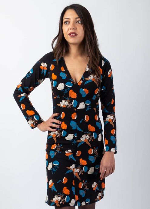 robe courte hiver coton manches longues imprimé fleuri