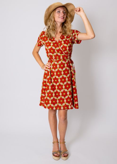 robe-coton-fleurie-orange