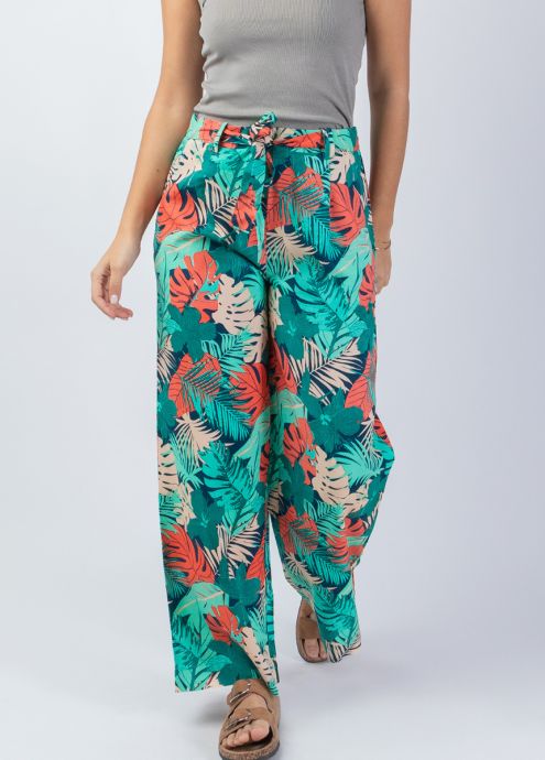 pantalon en viscose motif exotique colorée zoom