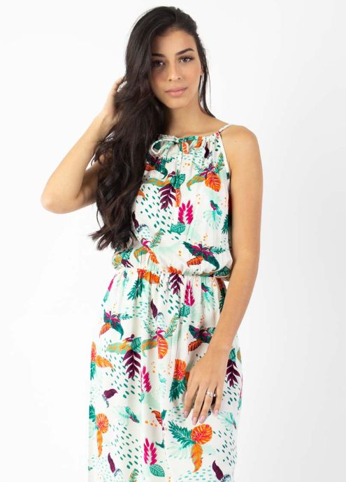 robe longue encolure ajustable taille élastiquée