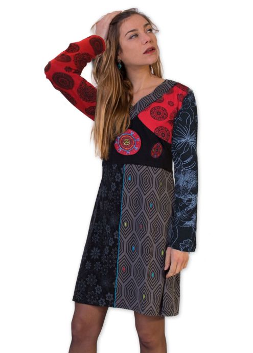 Robe courte en coton OKAVANGO motif ethnique