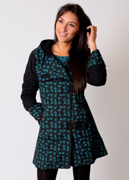 manteau femme à capuche double polaire