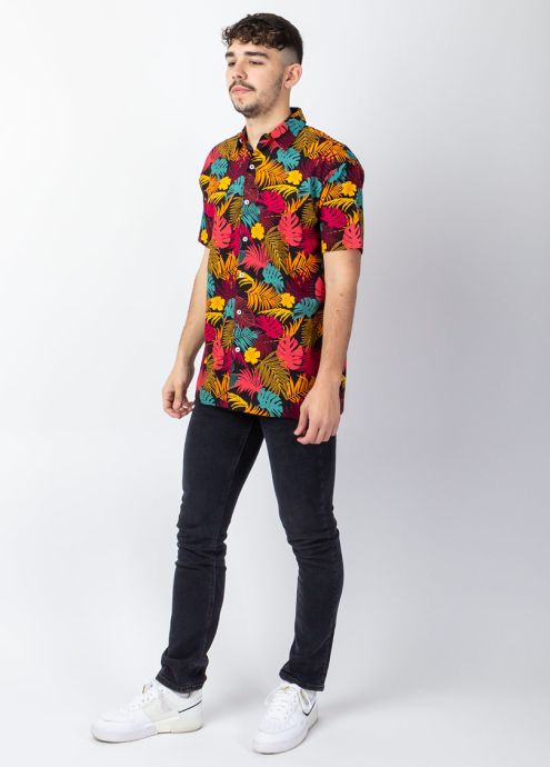 chemise homme été imprimé coloré  manches courtes face