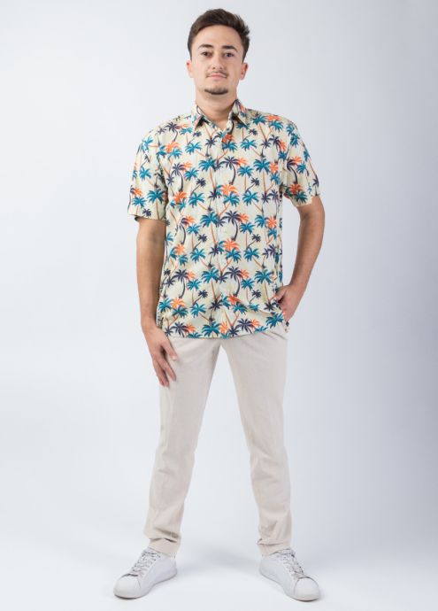 chemise casual homme été manches courtes face