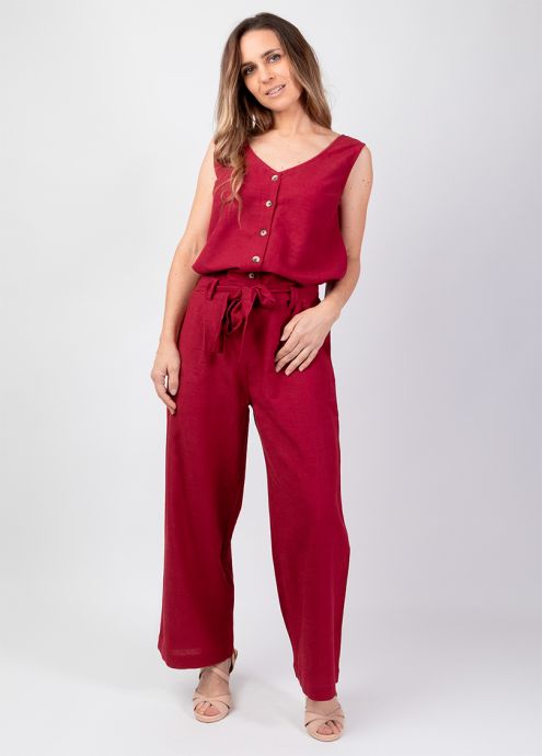 top été larges bretelles uni framboise face