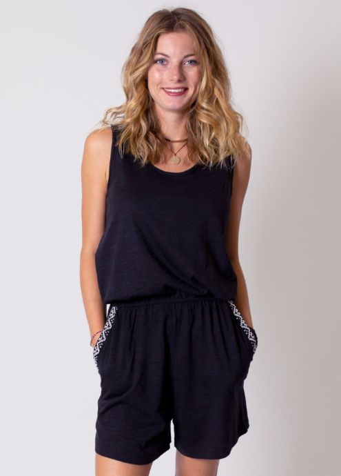 combi-short coton noire unie zoom