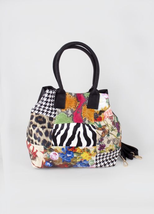 Sac à main bourse ETERNA patchwork noir