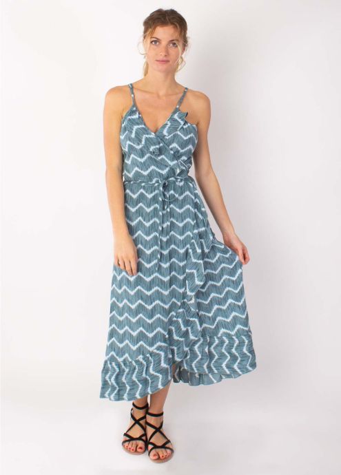 robe longue tie and dye vert fines bretelles face