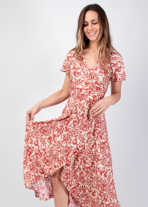 robe longue décolleté cache cœur en v