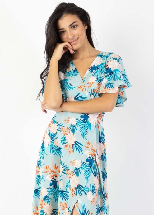robe longue viscose cachecache turquoise zoom