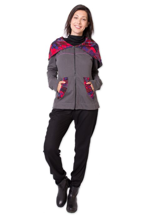 Veste en coton SANAGA grise imprimé graphique