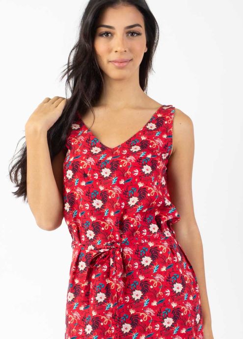 robe longue à bretelles motif floral zoom
