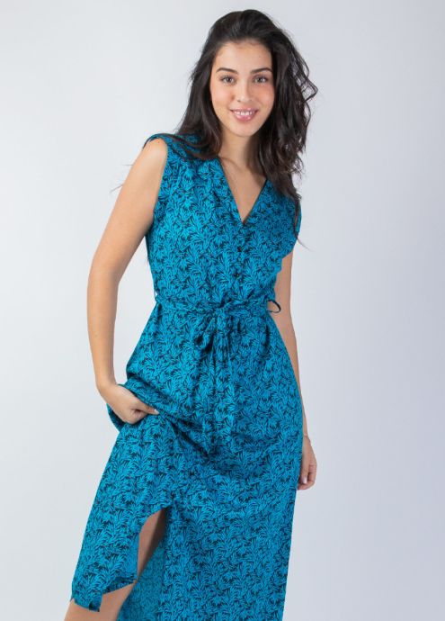 robe longue en viscose boutonnée sur le devant zoom