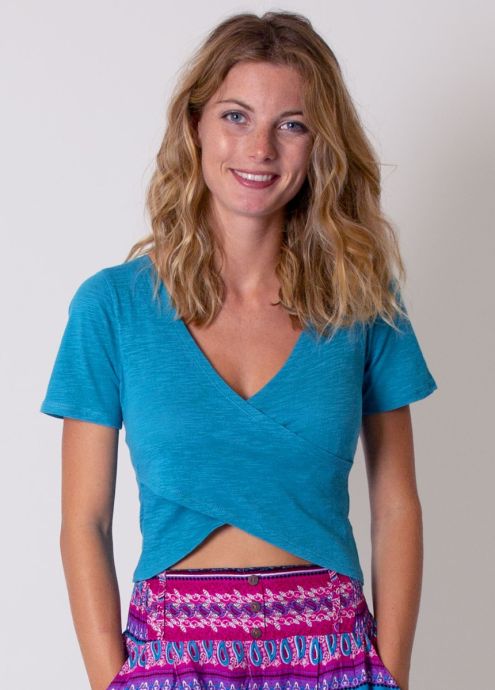 top turquoise croisé face