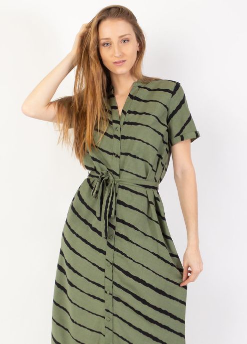 robe chemise longue tie&dye kaki zoom