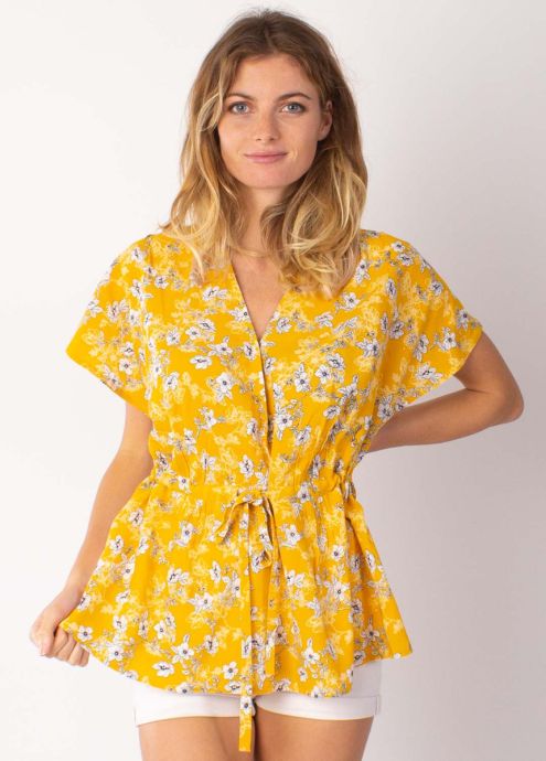 top viscose manches courtes jaune