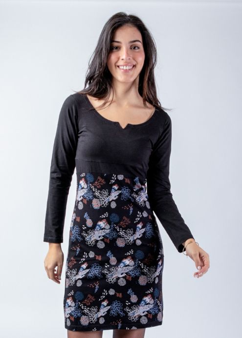 robe courte hiver manches longues imprimé bas de la robe zoom