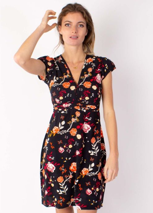 robe courte motif floral tania imprimé 28 noir