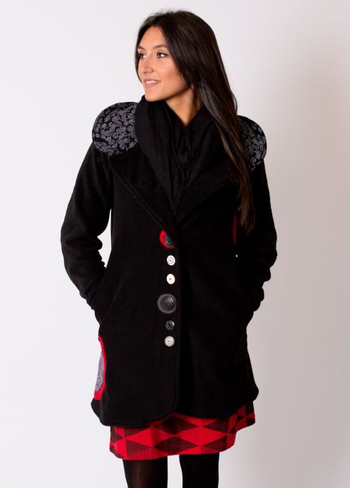 manteau polaire à capuche noir