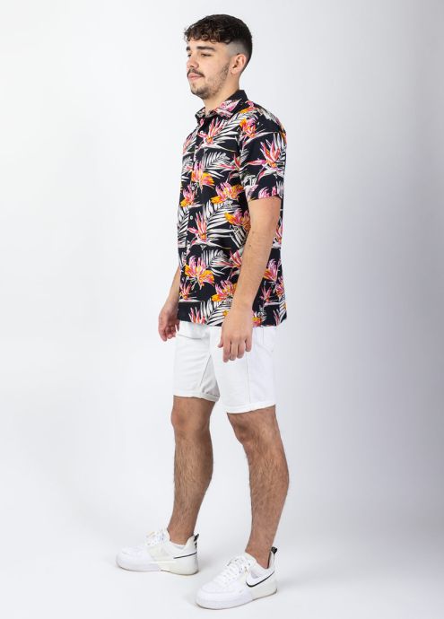 chemise homme été imprimé fleuri manches courtes face