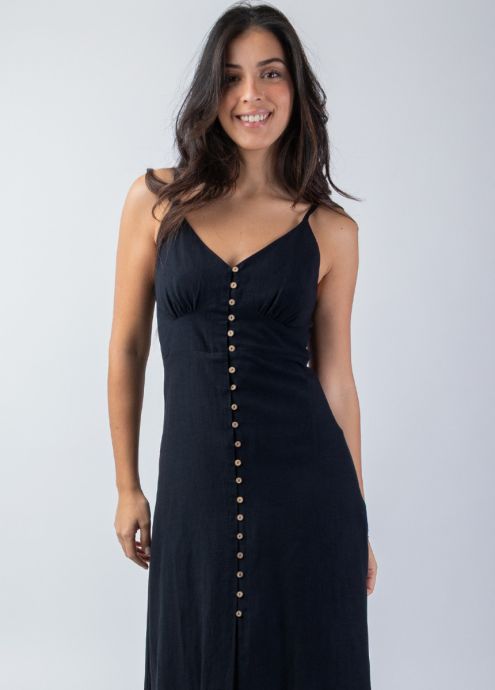 robe longue noire fines bretelles zoom
