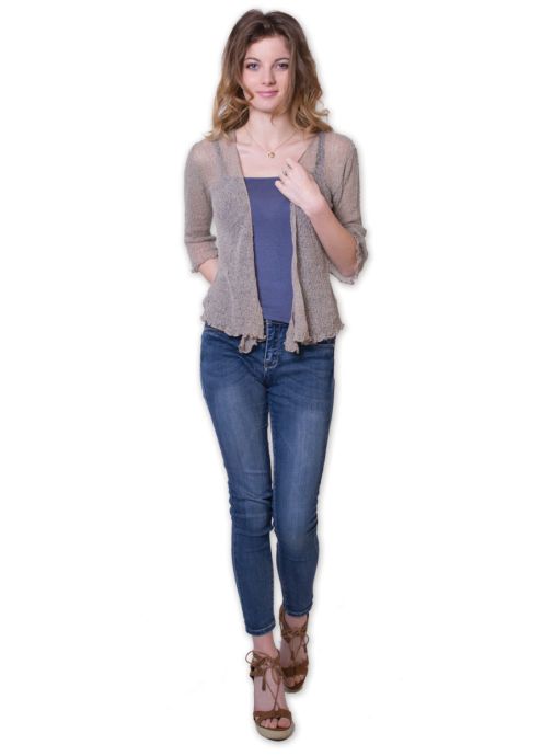 gilet été manches 3/4 beige