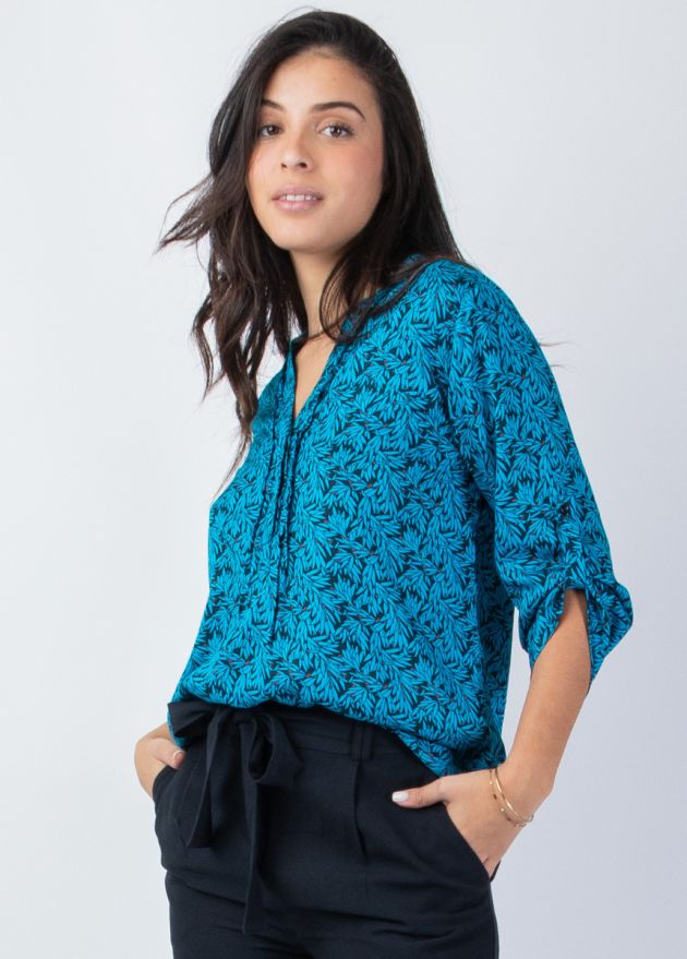 top encolure plissée en v