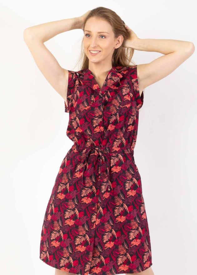 robe chemise imprimé exotique prune zoom