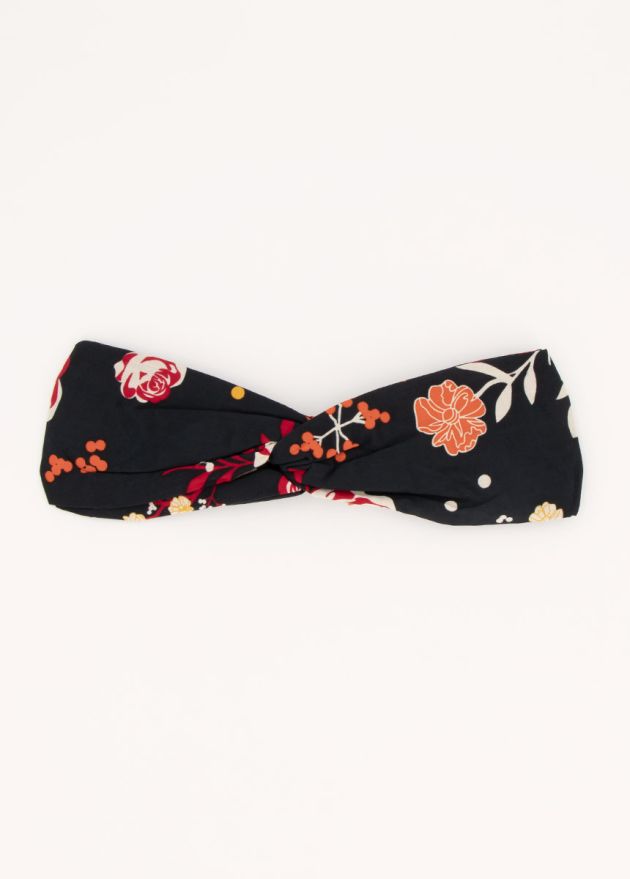 bandeau nœud africain imprimé floral rouge et orange 