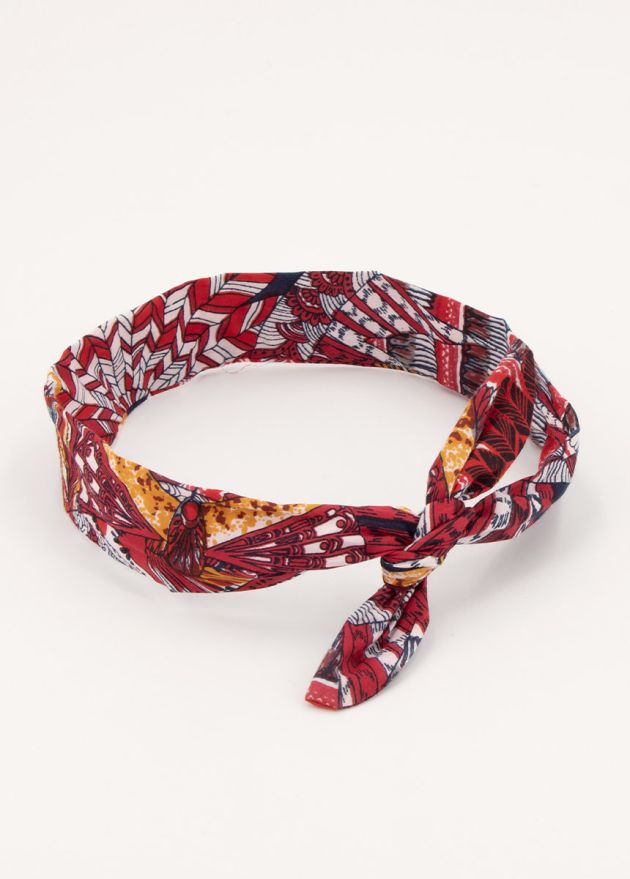 bandeau twist style africain imprimé rouge orangé