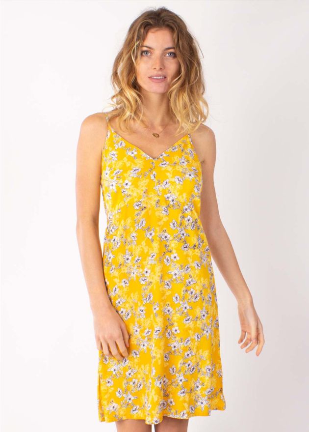 robe courte viscose jaune zoom
