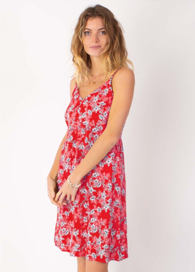 robe courte viscose imprimé fleuri 8 rouge zoom