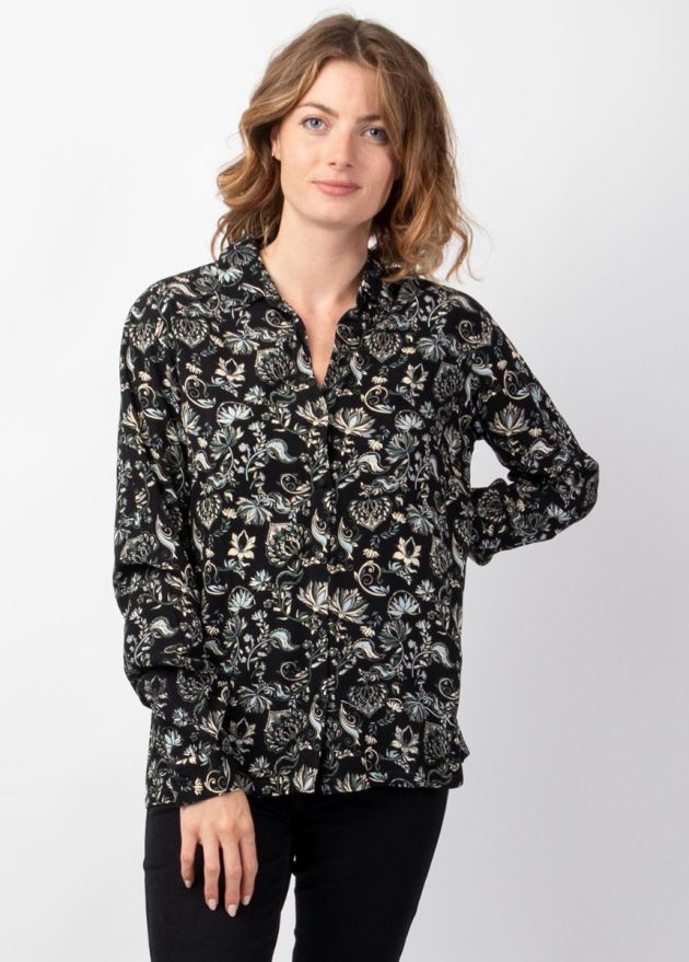 chemisier manches longues hiver col chemise face