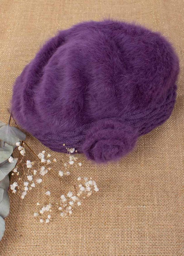 beret violet angora femme hiver zoom