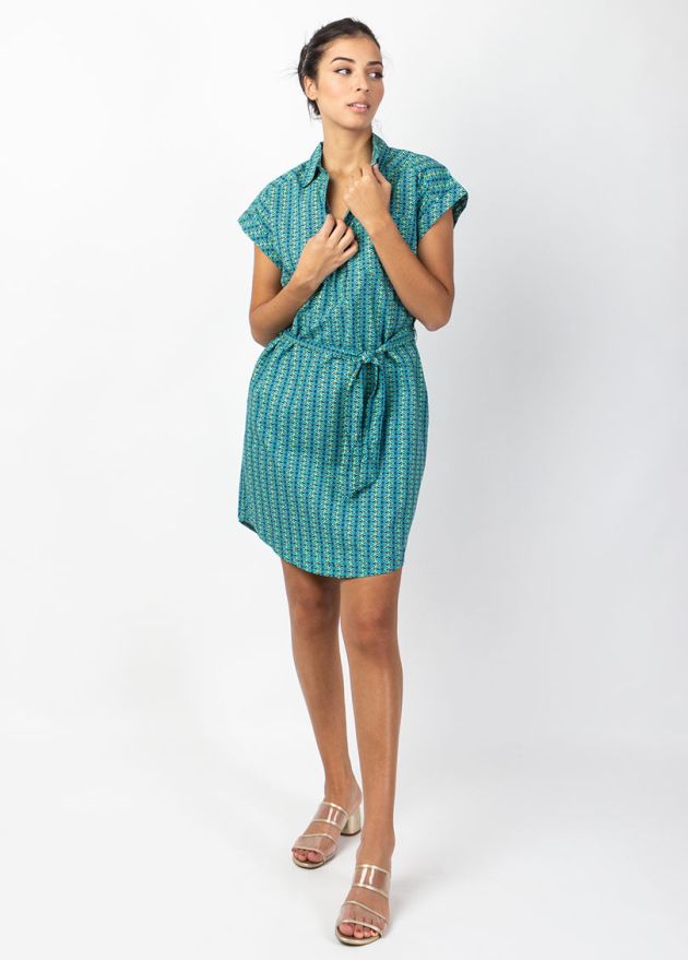 robe chemise courte motif ethnique face