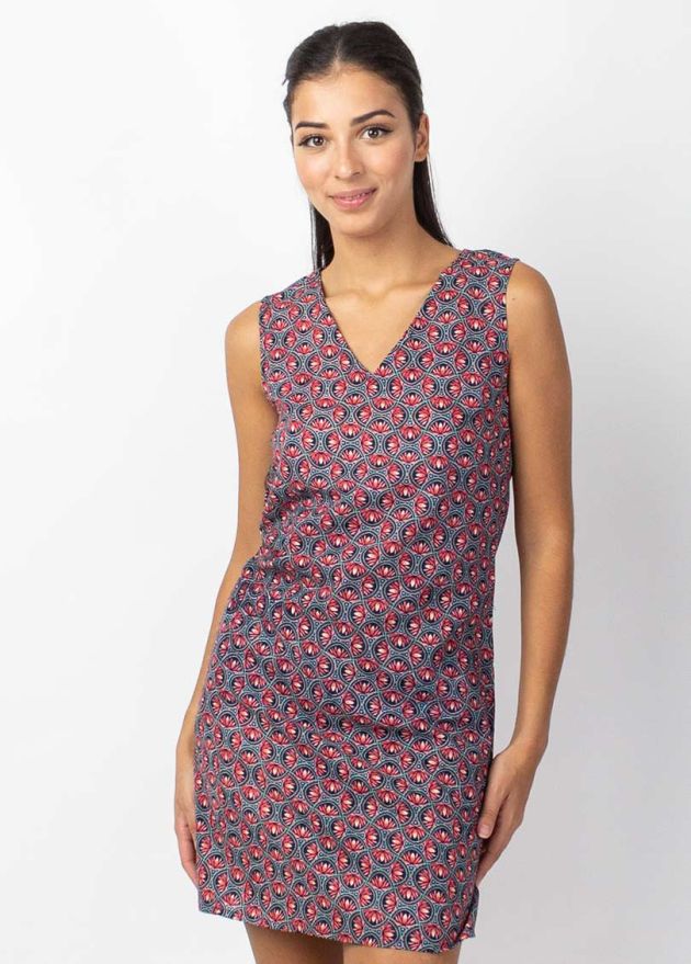 robe courte en coton motif ethnique zoom