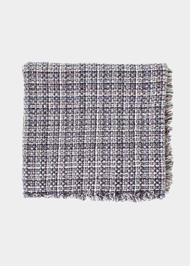 echarpe carré noir et gris face